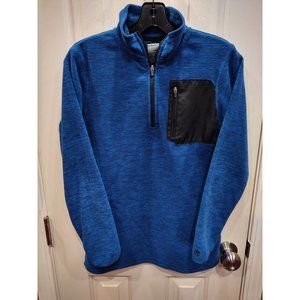 Champion Womens Fleece Pullover L Blue Heathered Sweater 1/4 Zip Athletic